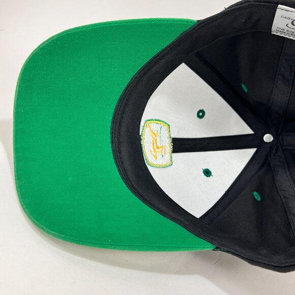 John Deere Strap Back Cap Hat Black Baseball Spell Out Tractor Farming Logo Mens - Picture 12 of 13